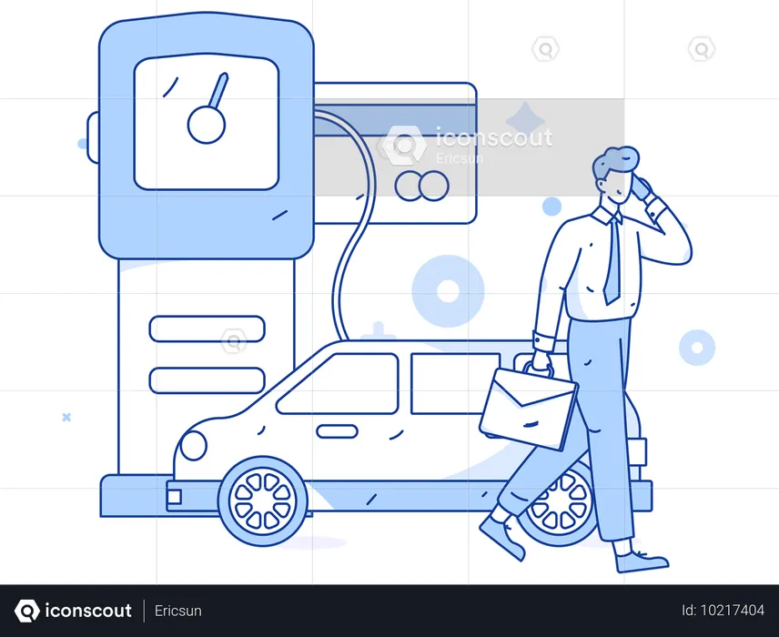 People refueling car with currency coin  Illustration