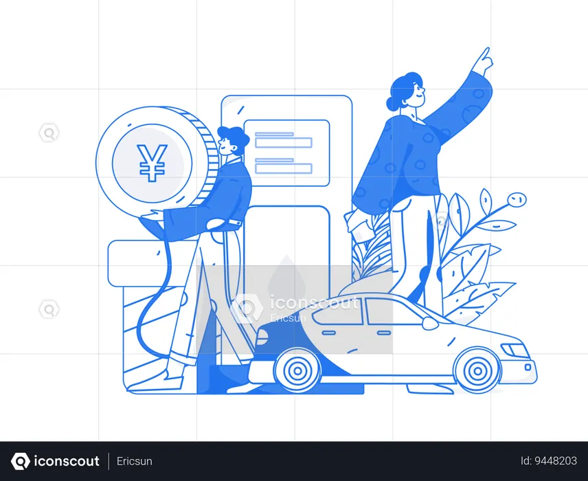 People Refuelling car  Illustration