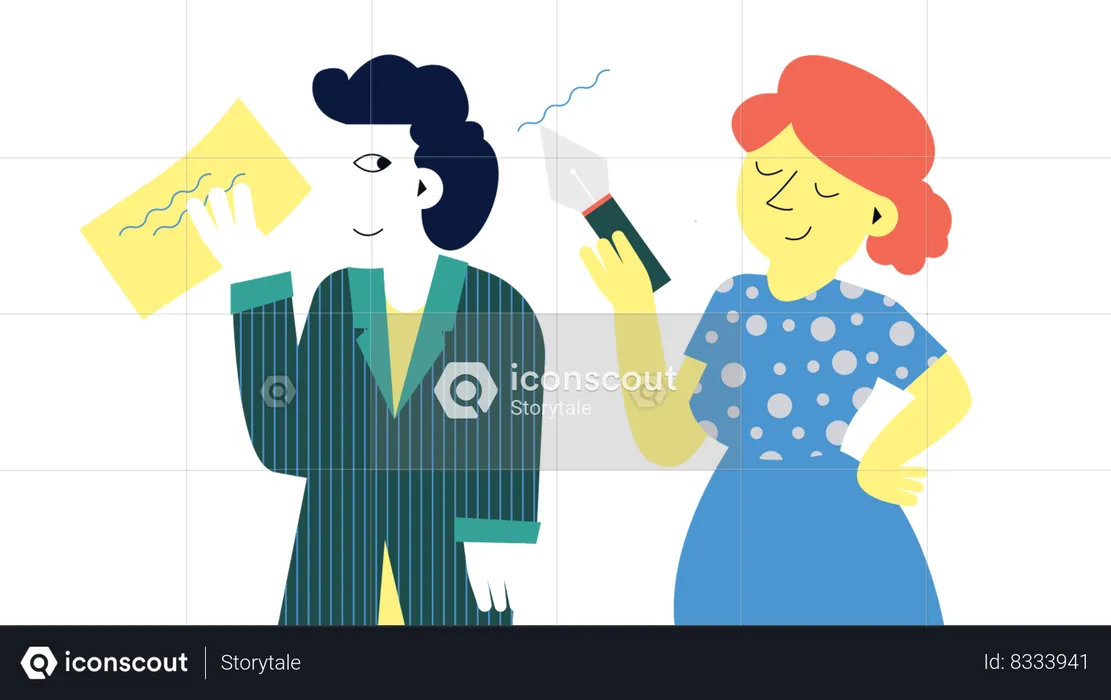 People reviewing and revising written content  Illustration