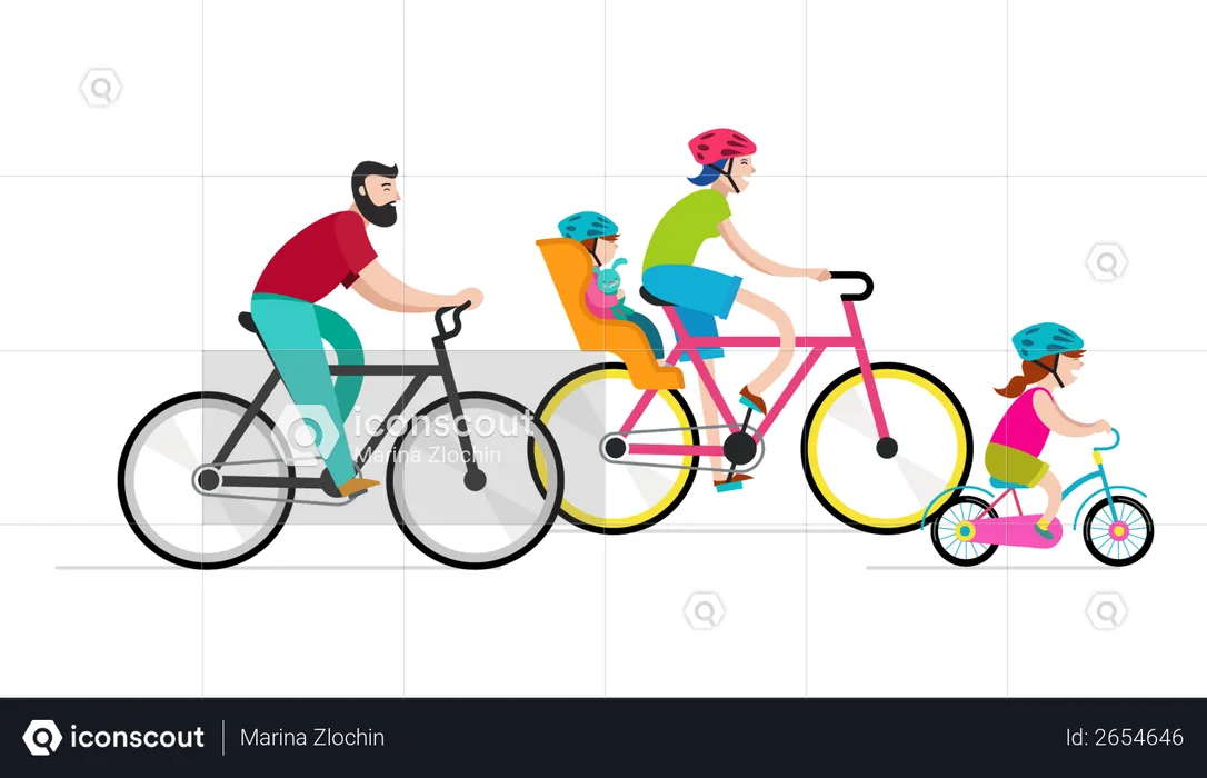 People riding on bicycles  Illustration