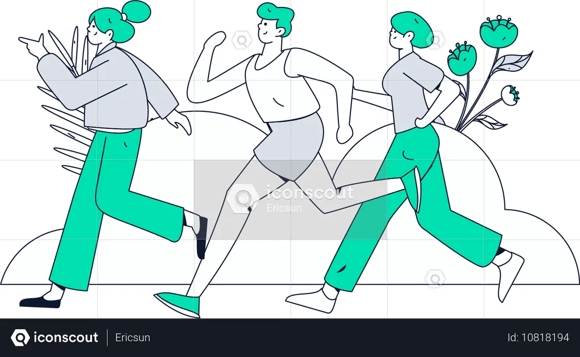 People running in park  Illustration