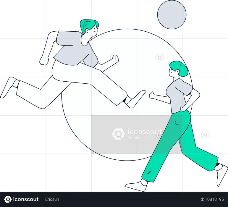 People running in park  Illustration