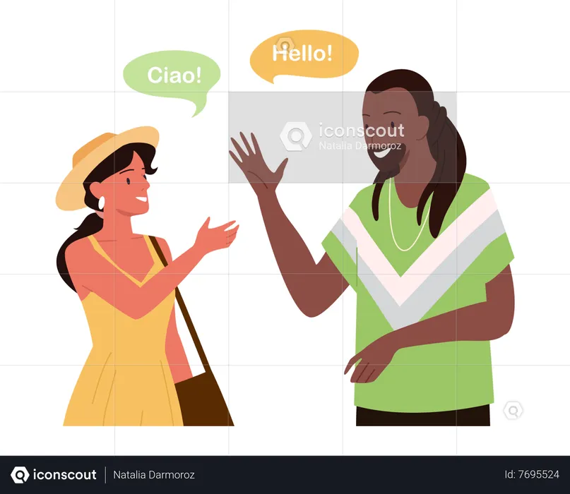 People saying hello in different language  Illustration