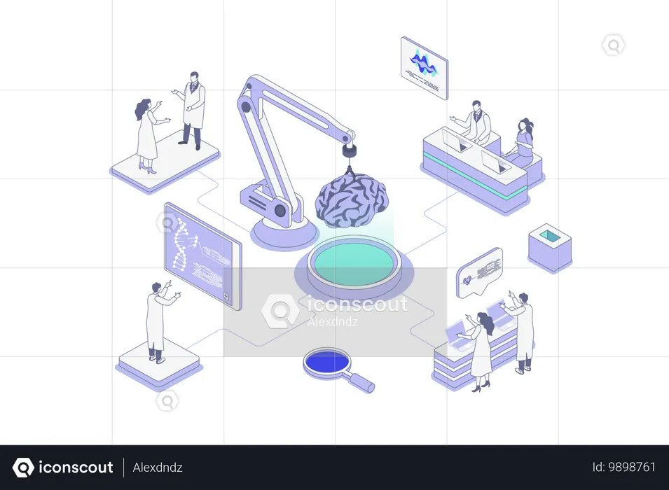 人間の脳に関する科学的研究を行っている科学者  イラスト