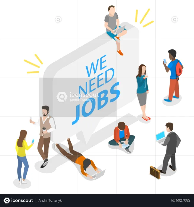 People searching for job due to high unemployment rate  Illustration