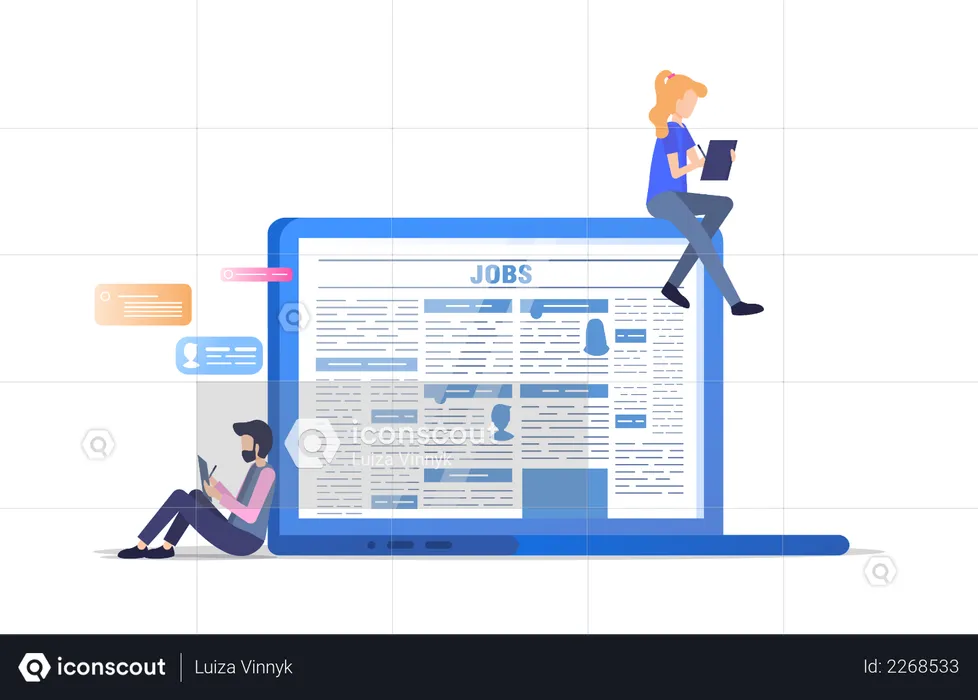 People Searching jobs from newspaper  Illustration