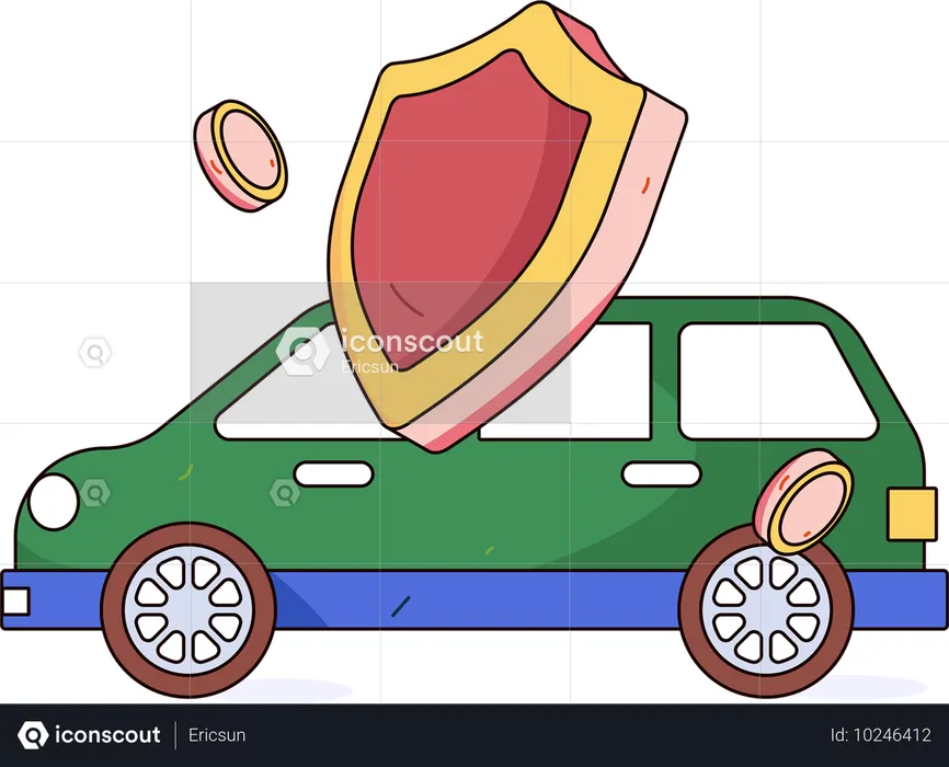 人々は自動車を安全に保管する  イラスト