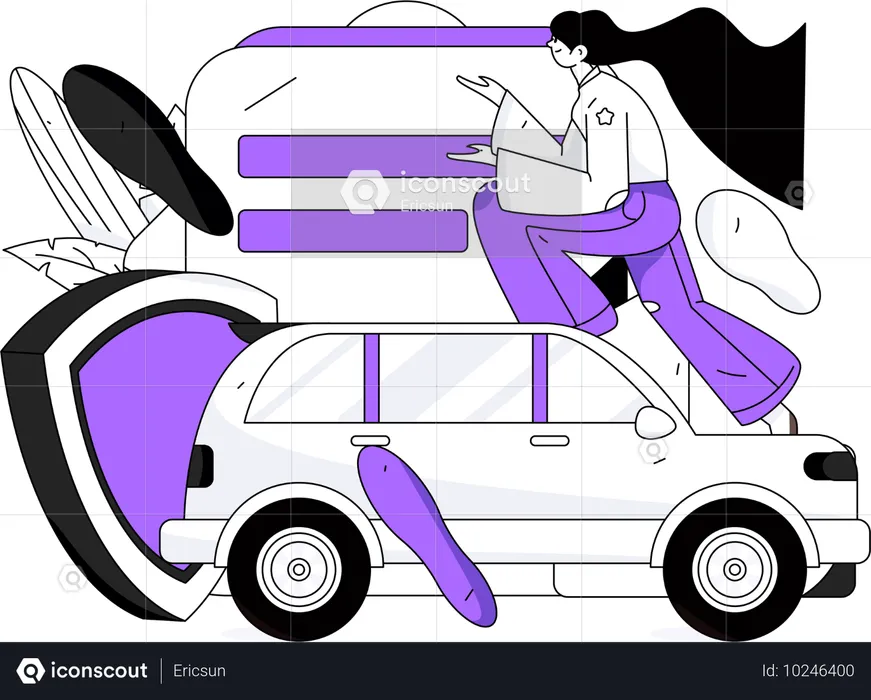 People secures their automobile  Illustration