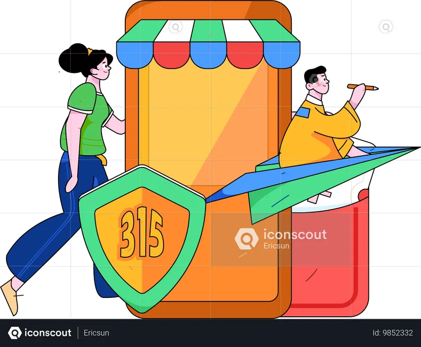 People secures their shopping rights  Illustration