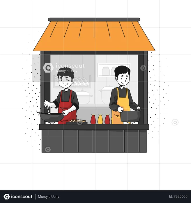 People Selling food tenant  Illustration