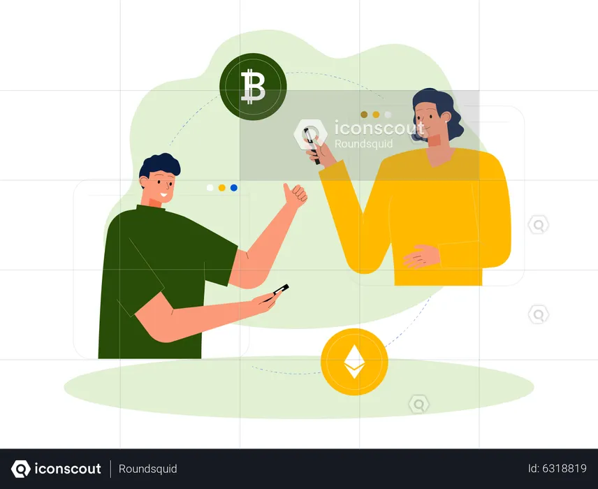 People sending bitcoin in return for ethereum  Illustration