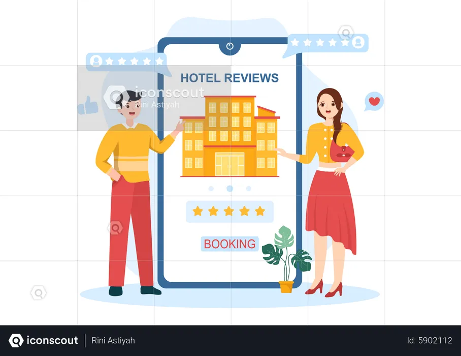 People share hotel review  Illustration