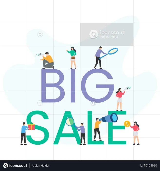 People Shopping during Big Sale  Illustration