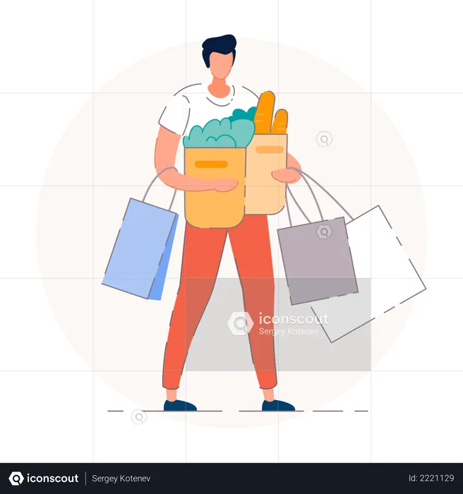 People shopping groceries  Illustration