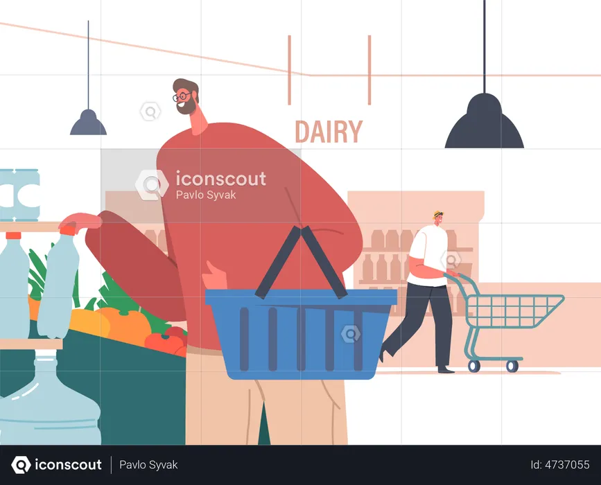 People shopping in Supermarket  Illustration