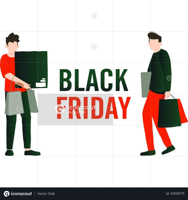 People shopping on black friday  Illustration