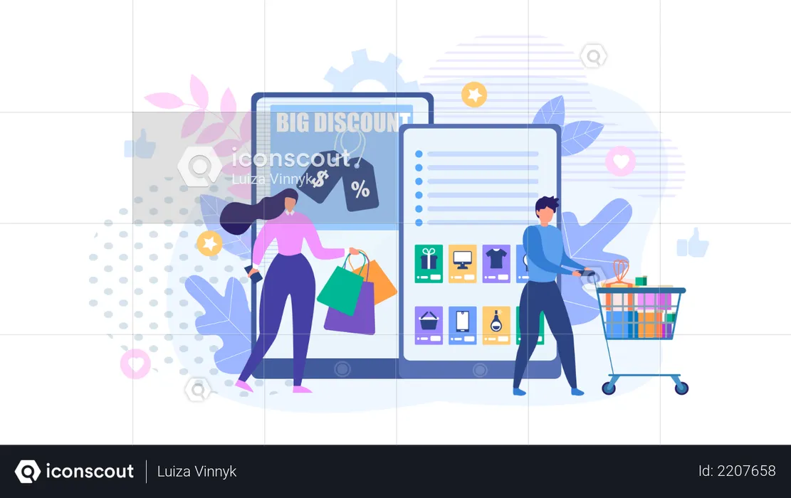 People Shopping Online  Illustration