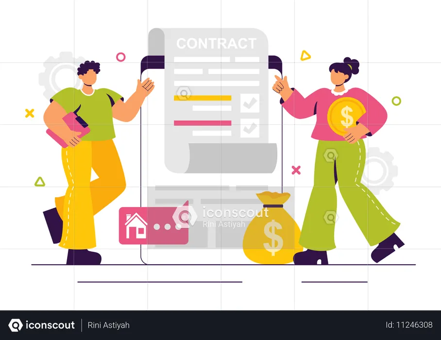 People signing online contract  Illustration