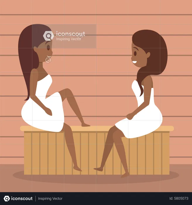 People steaming in sauna  Illustration