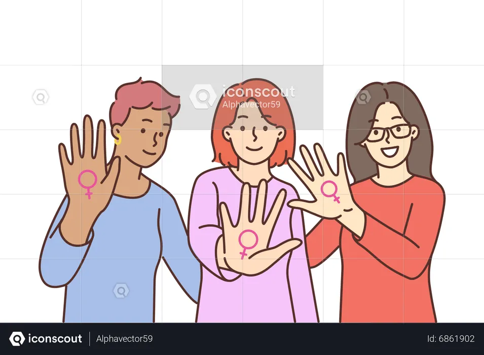 People supporting feminism  Illustration