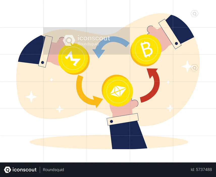 People swap crypto coins  Illustration