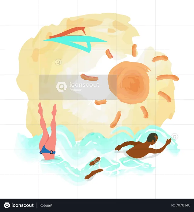 People swimming  Illustration