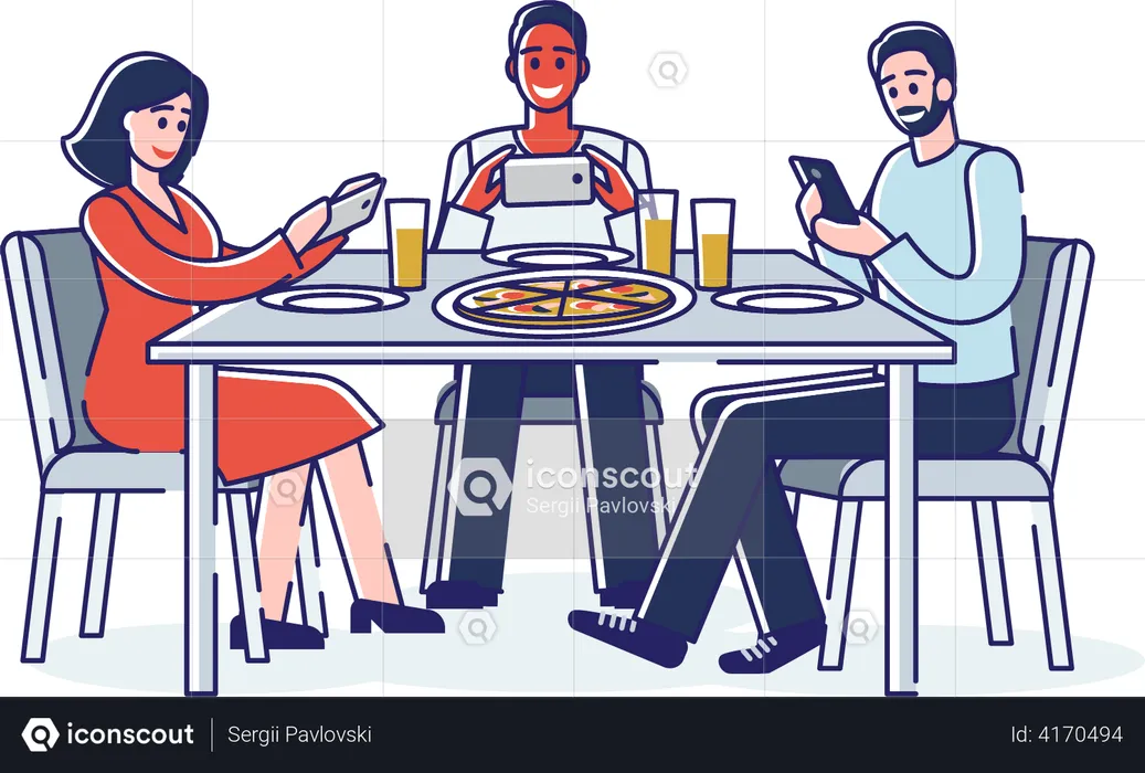 People take a photo of food with smartphone  Illustration