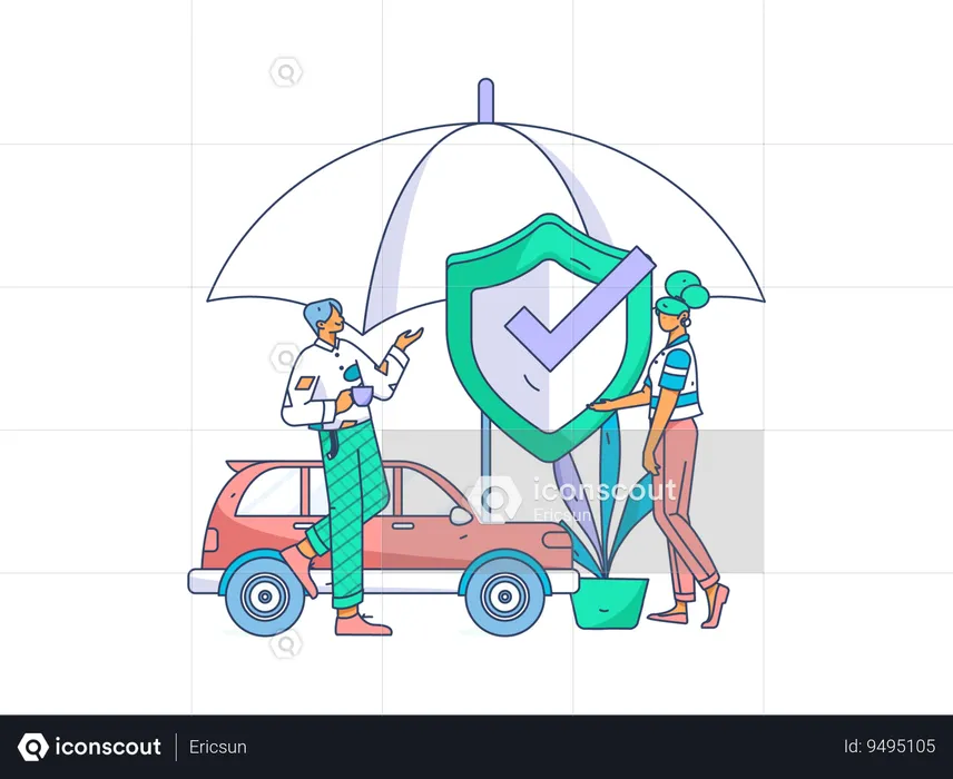People taking car insurance  Illustration