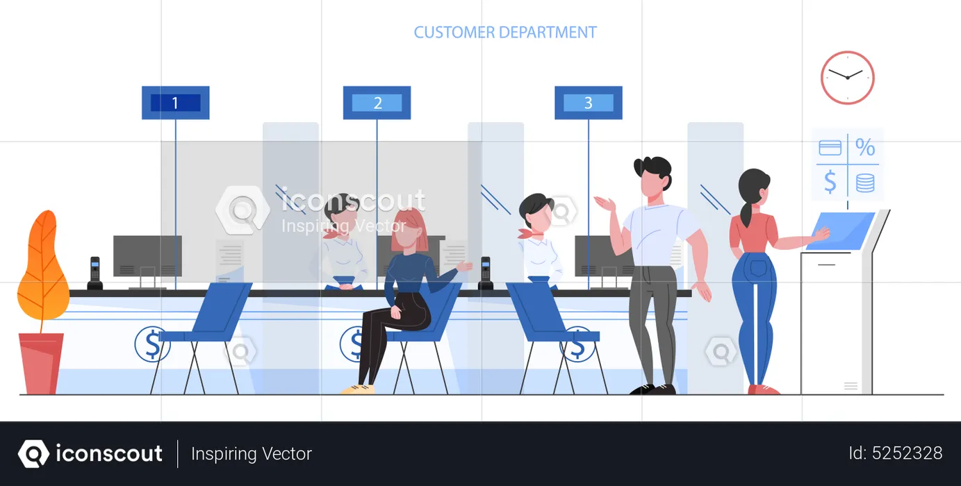 People taking credit at customer department  Illustration