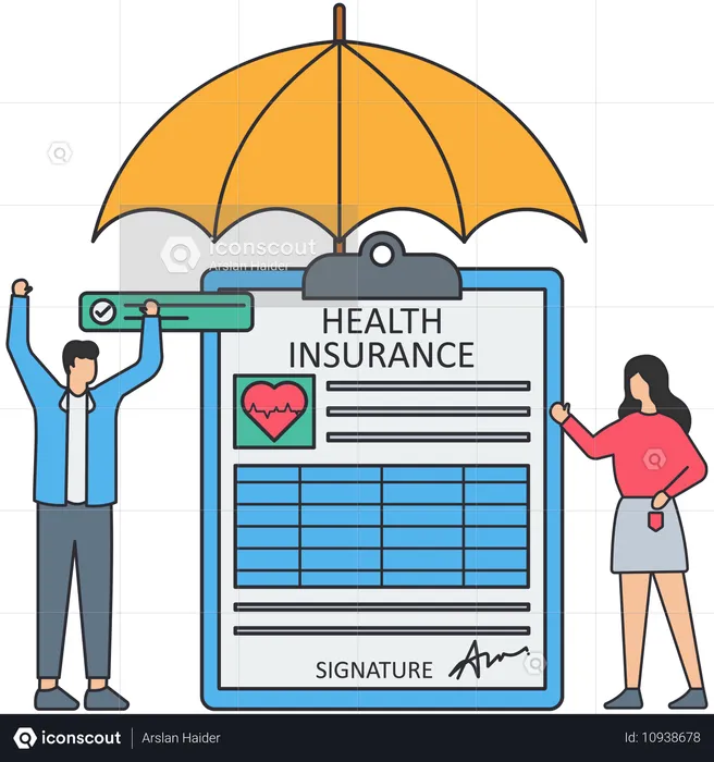 People taking health insurance  Illustration