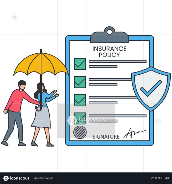 People taking insurance policy  Illustration