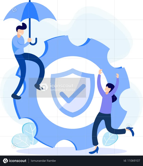 People taking insurance settings  Illustration