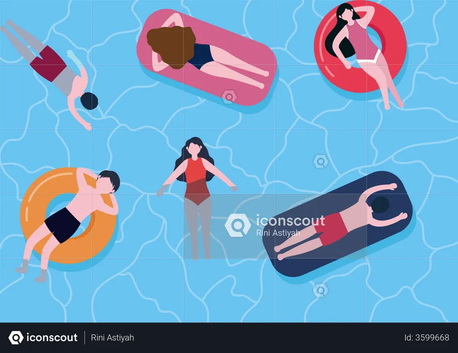 People taking sun bath  Illustration