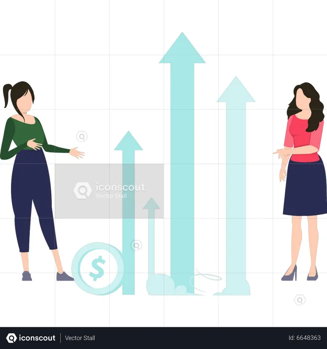 People talking about growth graph  Illustration