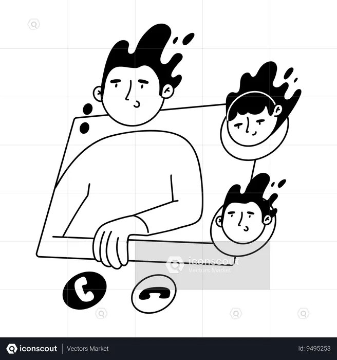 People talking on Group Call  Illustration