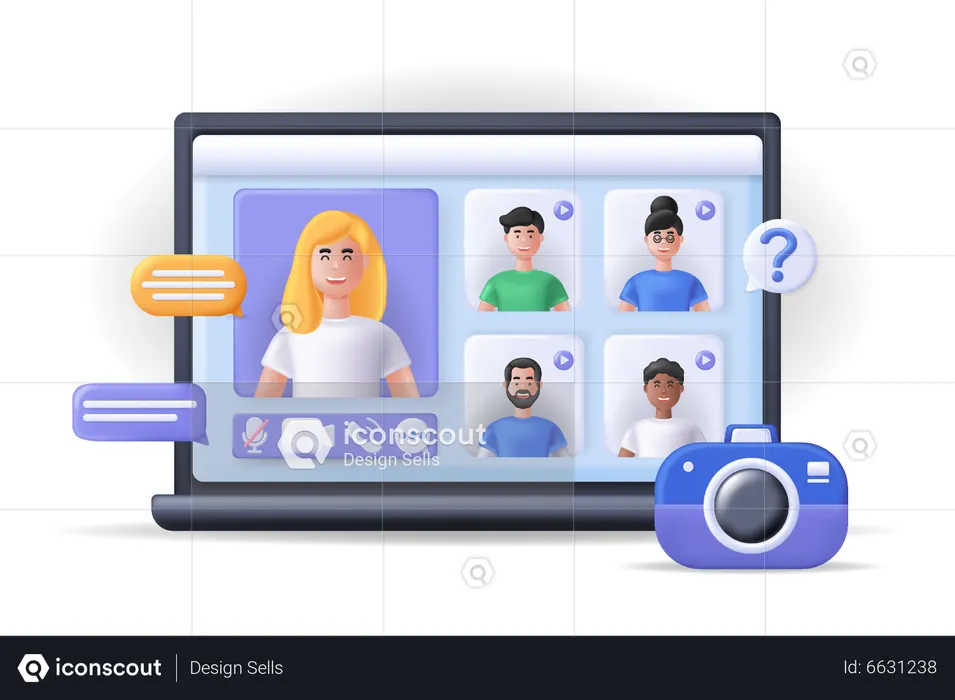 People talking on video call  Illustration