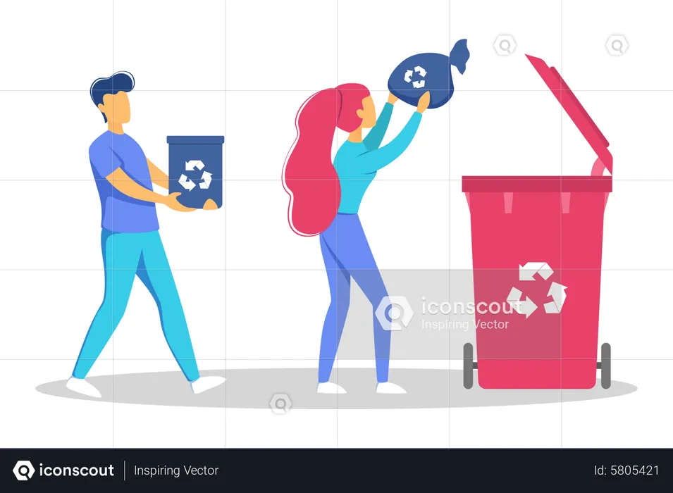 People throw waste for recycling  Illustration
