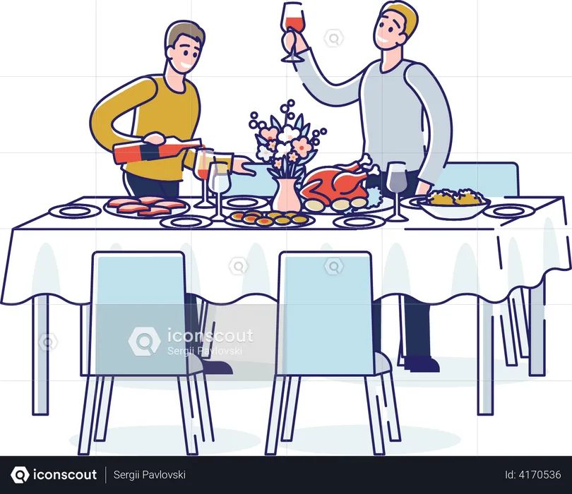 People toasting during holiday event or corporate banquet  Illustration