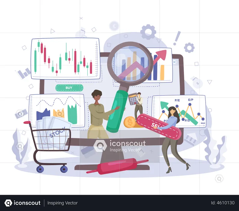 People trading in stock market  Illustration