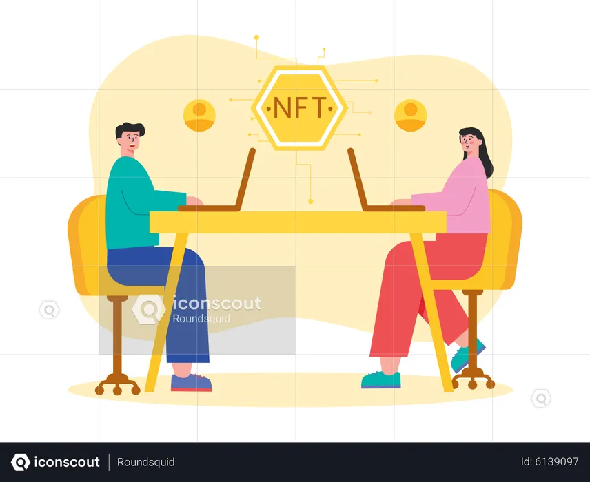 People trading NFT  Illustration