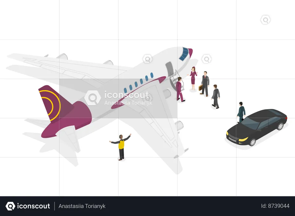 People travelling by Private Jet  Illustration