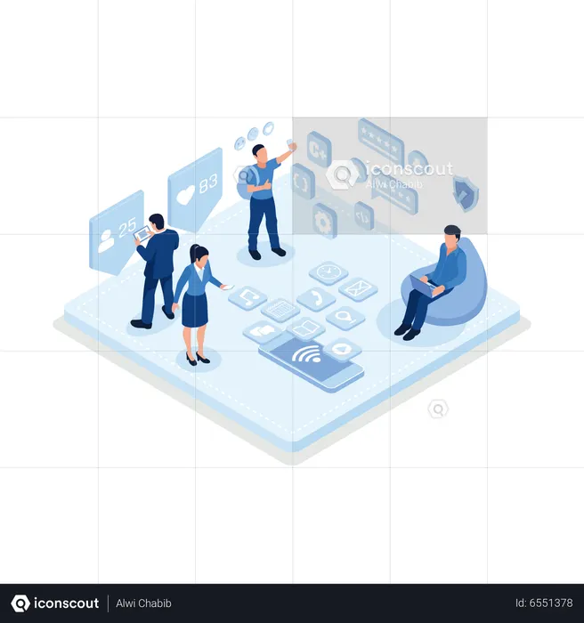 People Use Social Media  Illustration