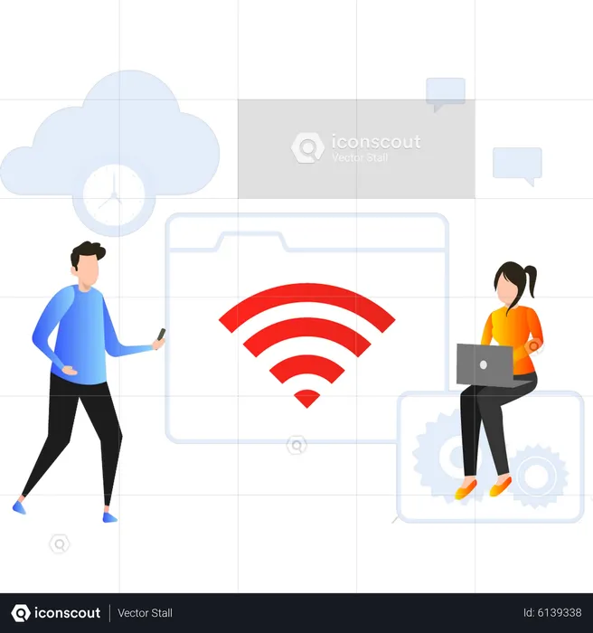 People use wifi for internet  Illustration