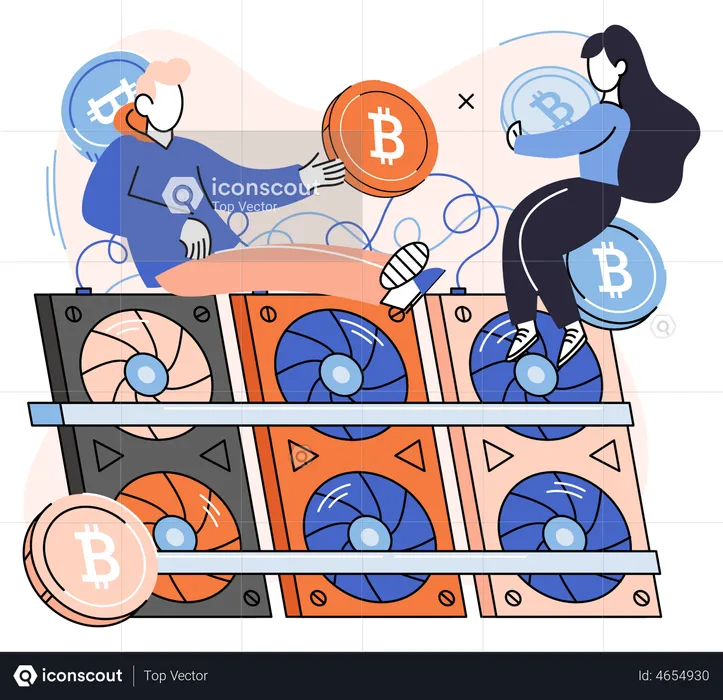 People using blockchain  Illustration