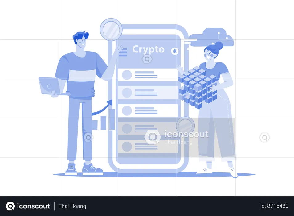 People Using Blockchain Technology  Illustration