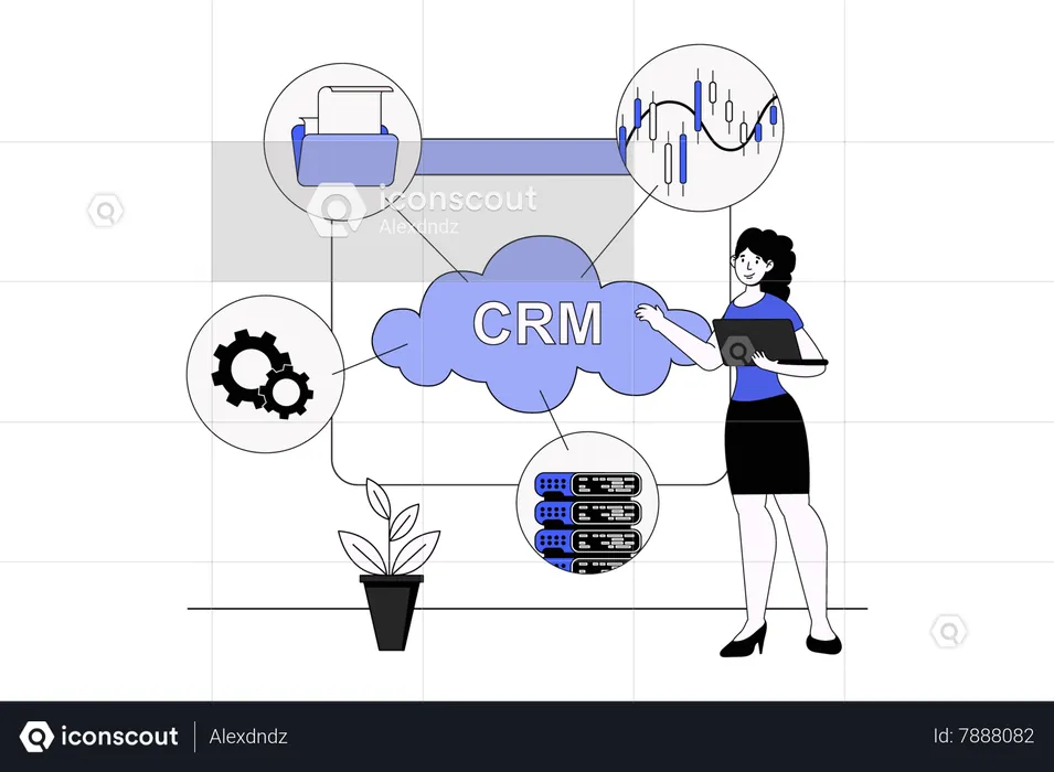 People using CRM tools for planning strategy and working  Illustration