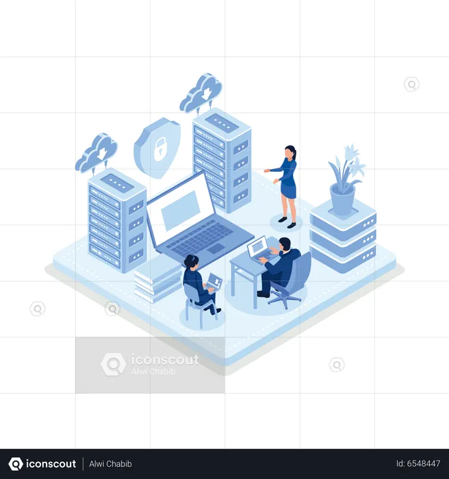 People using Cyber Security Services  Illustration
