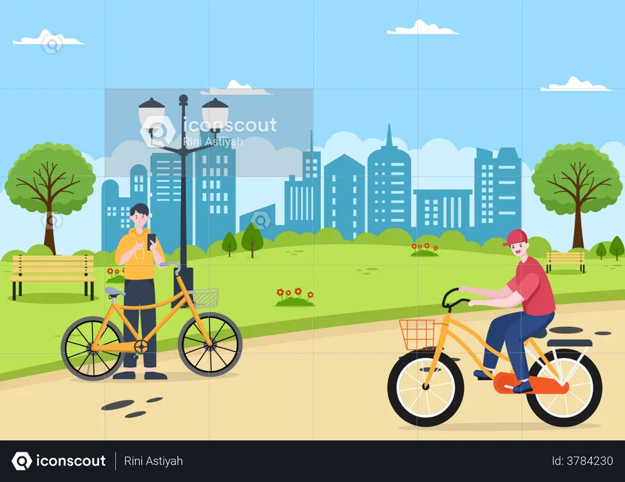 People using cycle  Illustration