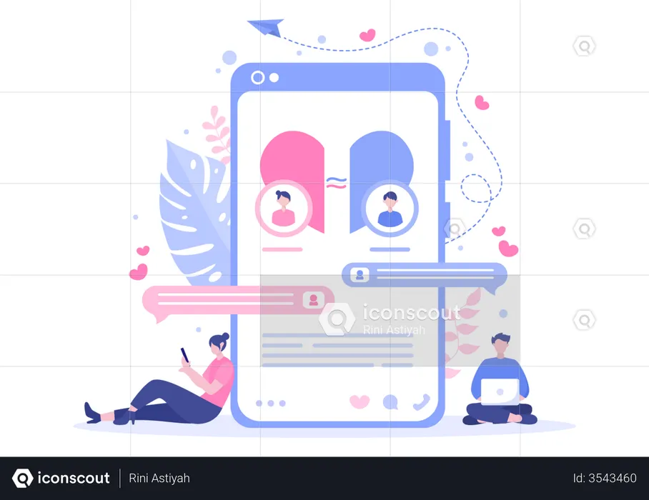 People using dating app  Illustration