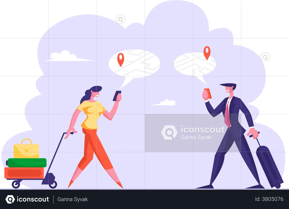 People using GPS for finding location  Illustration